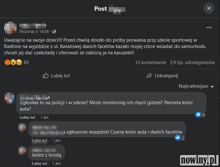 fot. screen z informacji, jaka pojawiła się w sieci