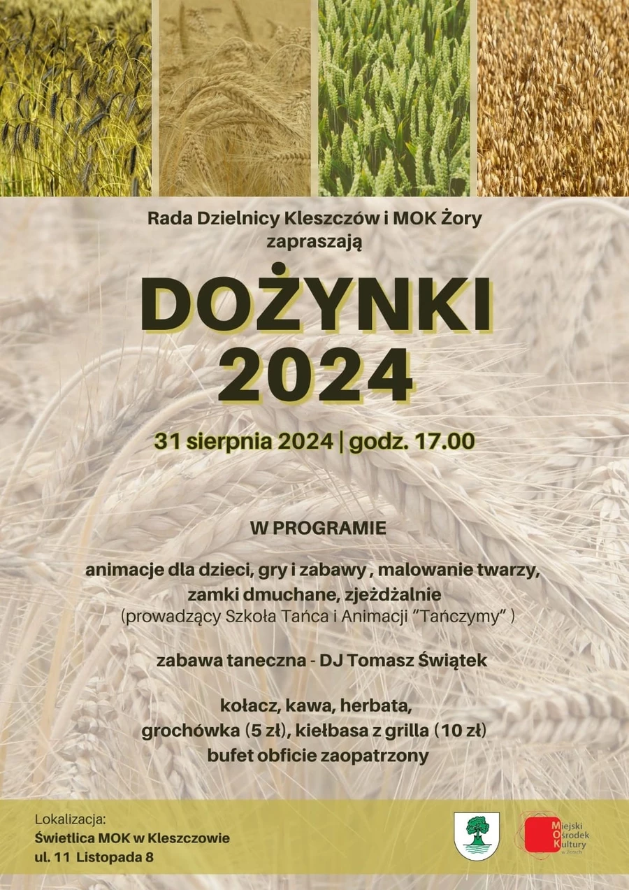 Plakat tegorocznych dożynek w Kleszczowie - fot. FB/Dzielnica Kleszczów.