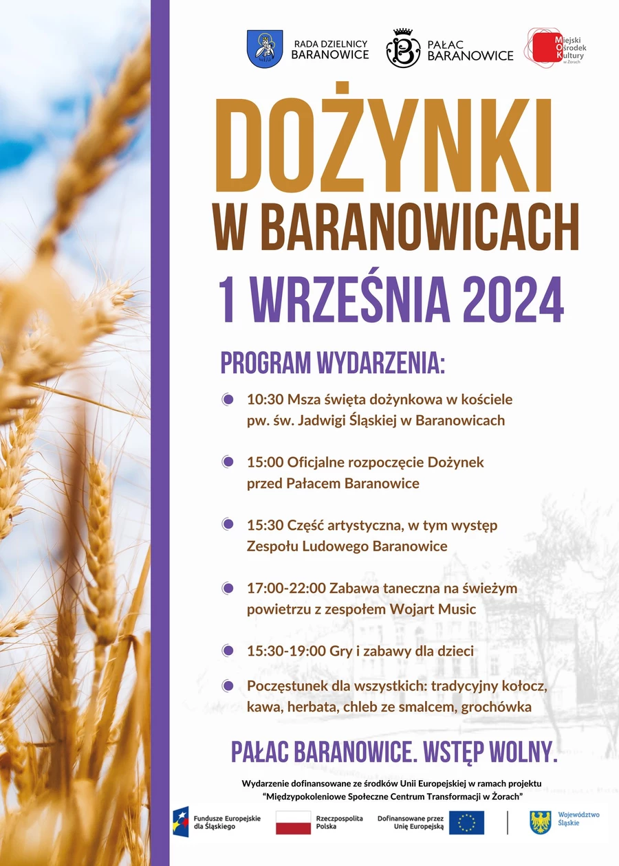 Plakat tegorocznych dożynek w Baranowicach - fot. FB/Dzielnica Baranowice.