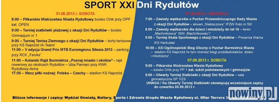 Dni Rydułtów: nie zabraknie sportu!
