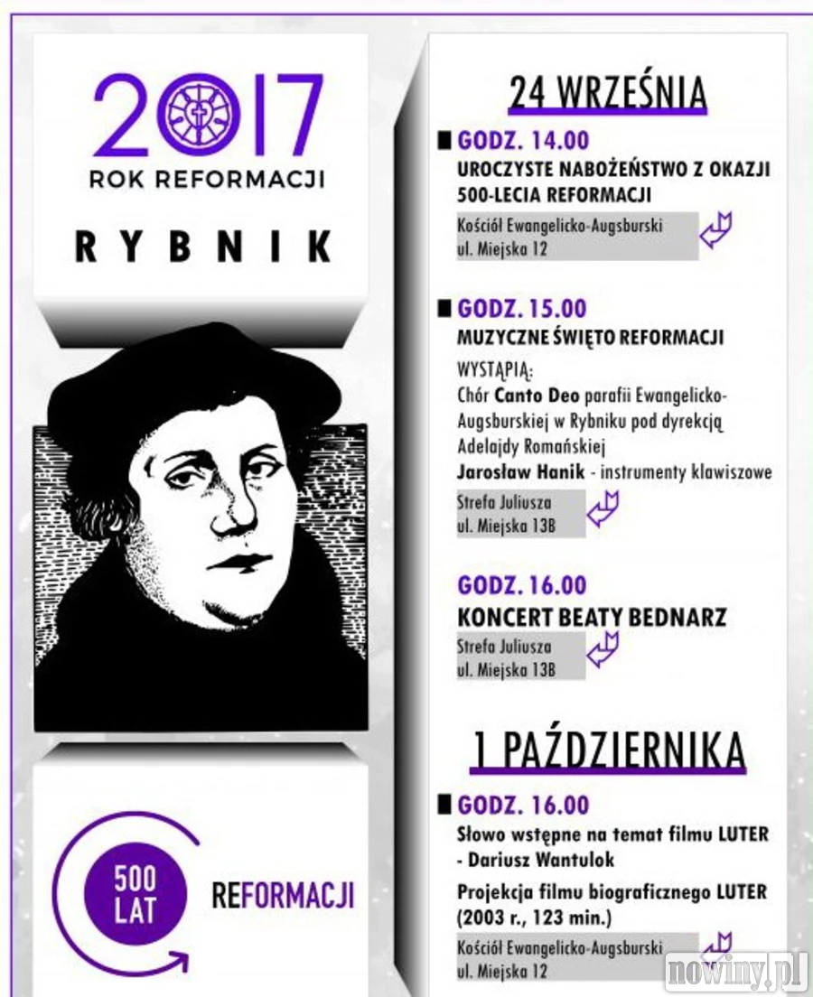 W Rybniku odbędzie się uroczyste nabożeństwo z okazji 500-lecia Reformacji