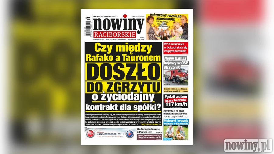 Nowy numer Nowin Raciborskich. Czy między Rafako a Tauronem doszło do zgrzytu o życiodajny kontrakt dla spółki?
