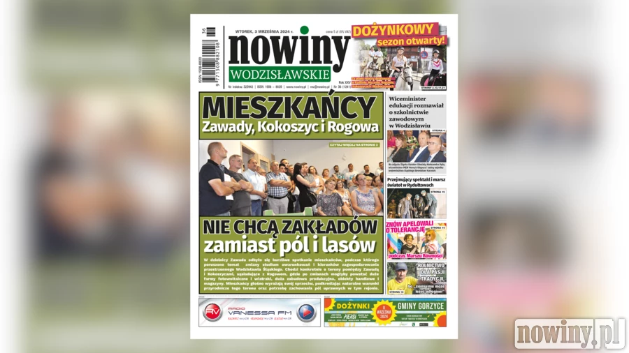 Nowiny Wodzisławskie o braku zgody mieszkańców Zawady, Kokoszyc i Rogowa dla budowy dużych zakładów i degradacji zieleni
