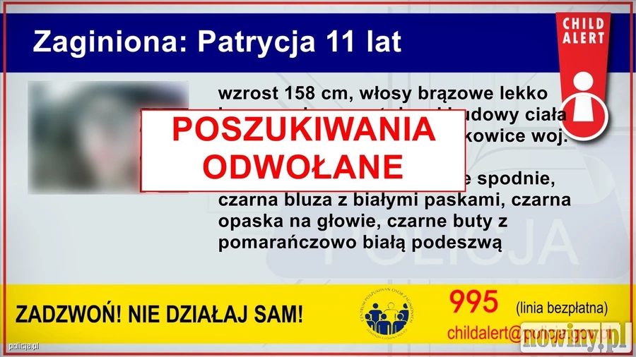 Child Alert odwołany. Policja zakończyła poszukiwania 11-latki