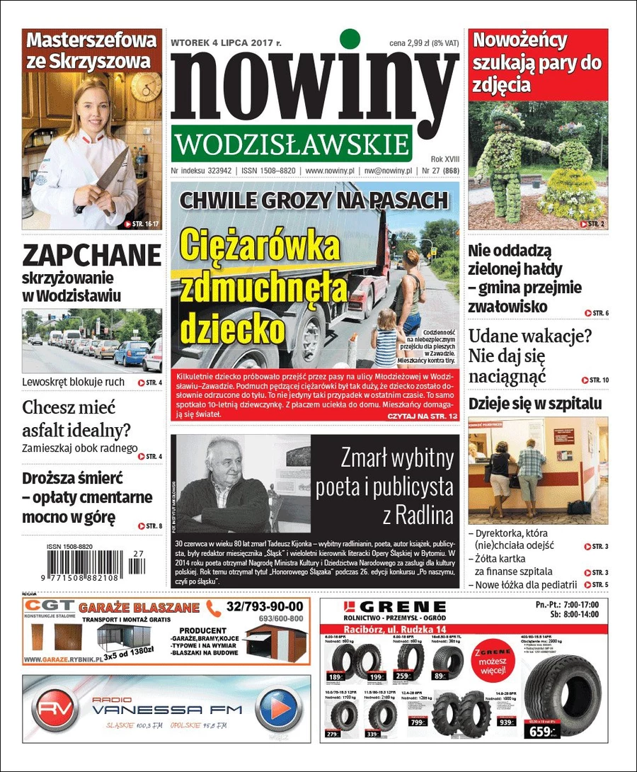 Podmuch ciężarówki zmiótł dziecko. Nowiny Wodzisławskie o niebezpiecznym przejściu dla pieszych