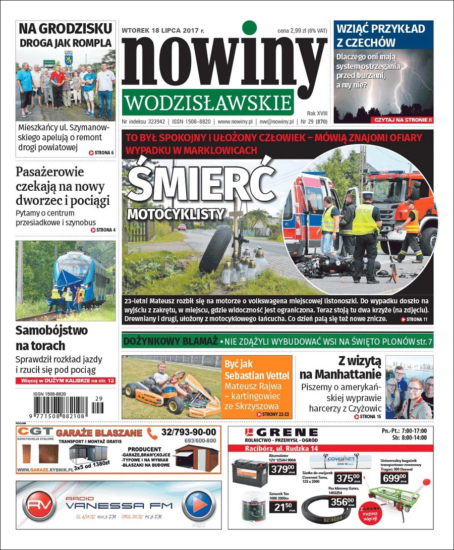 Nowiny Wodzisławskie piszą o nowych faktach wokół śmiertelnego wypadku w Marklowicach