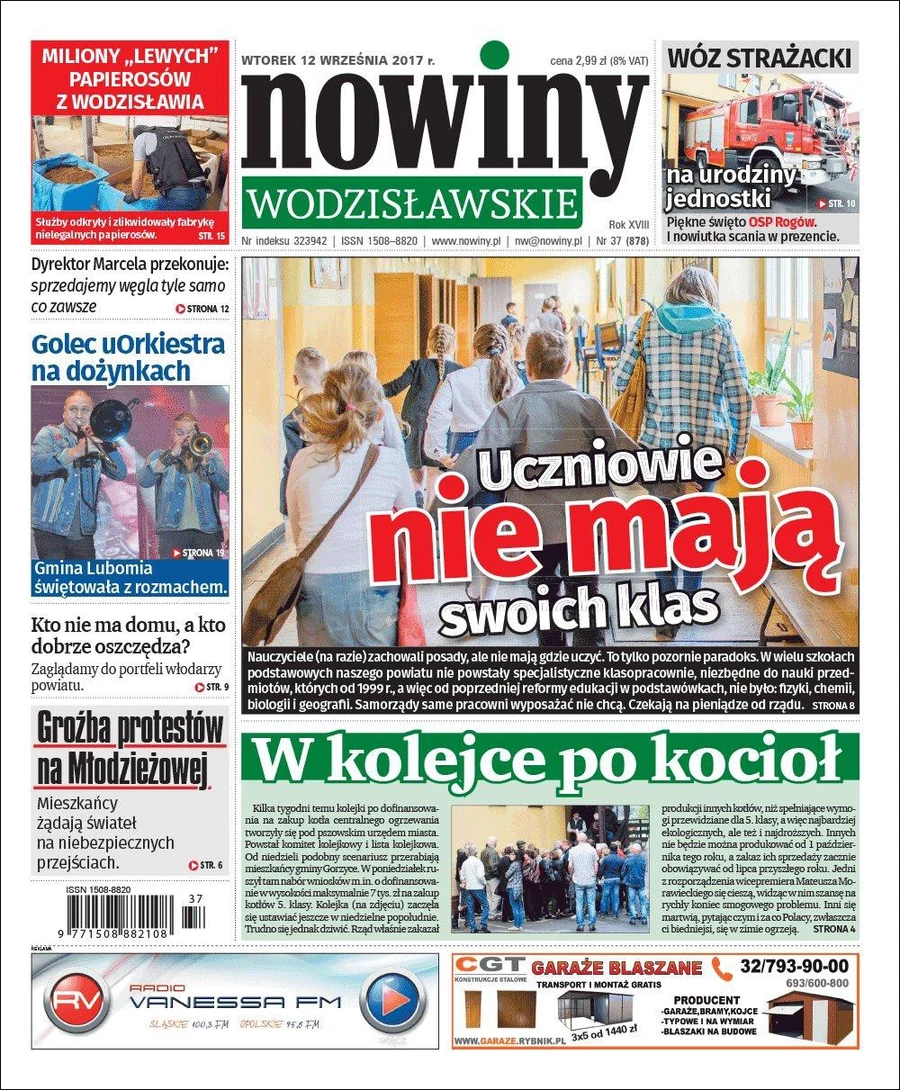 Nowiny Wodzisławskie piszą o szkolnych brakach i kolejkach po ekokotły